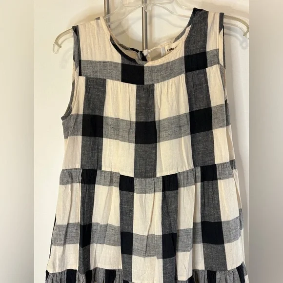 🔥FLASH SALE! Tribe Alive Black and Cream Linen Maxi Dress - Picture 3 of 8